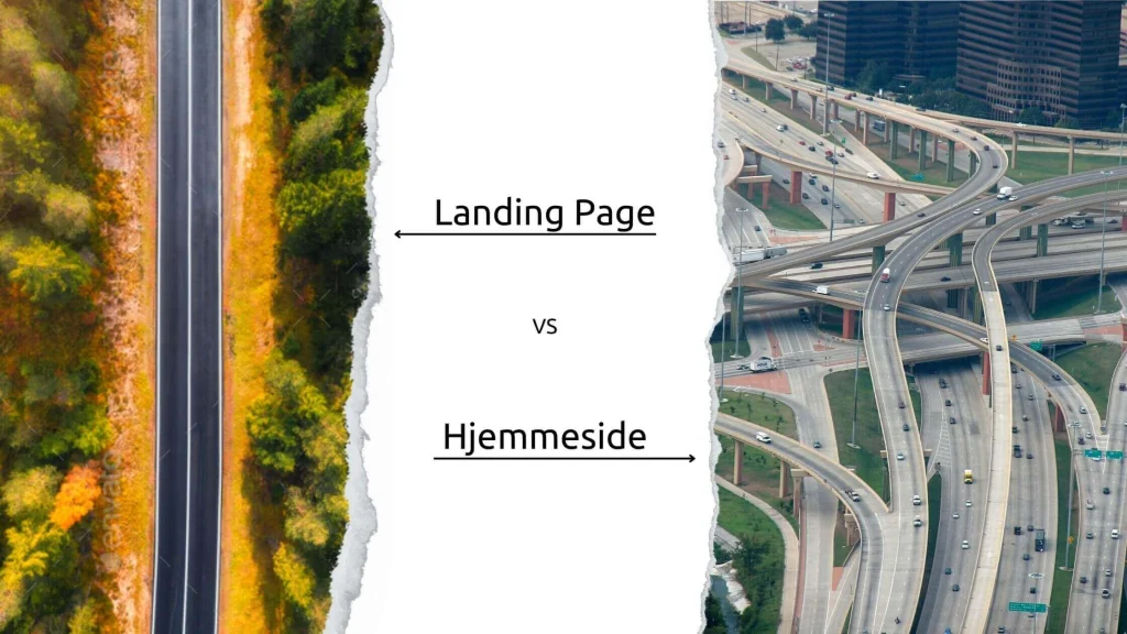 b2b markedsføring landing page vs hjemmeside