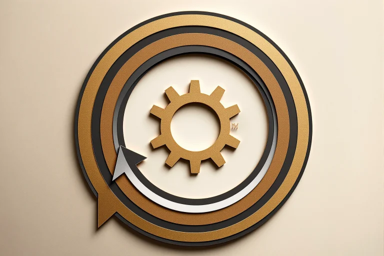 Pile i et kredsløb omkring et tandhjul, som symbol på marketing automation